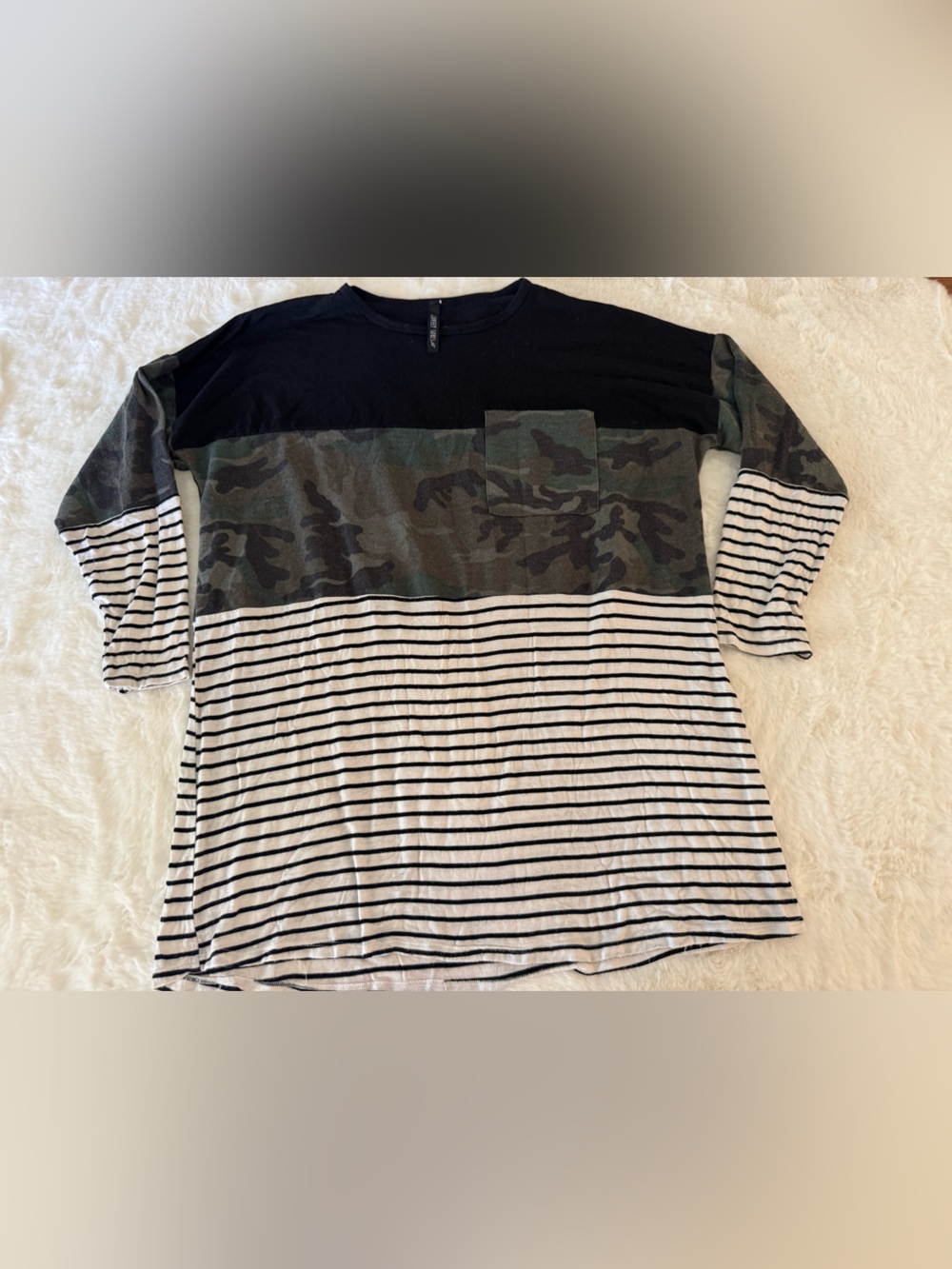 Women’s Mixed-Print Long Sleeve Top - Black & Green